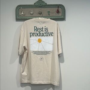 AAC ACTIVE AFTER COFFEE Rest is Productive Short Sleeve Tee Cream Men L